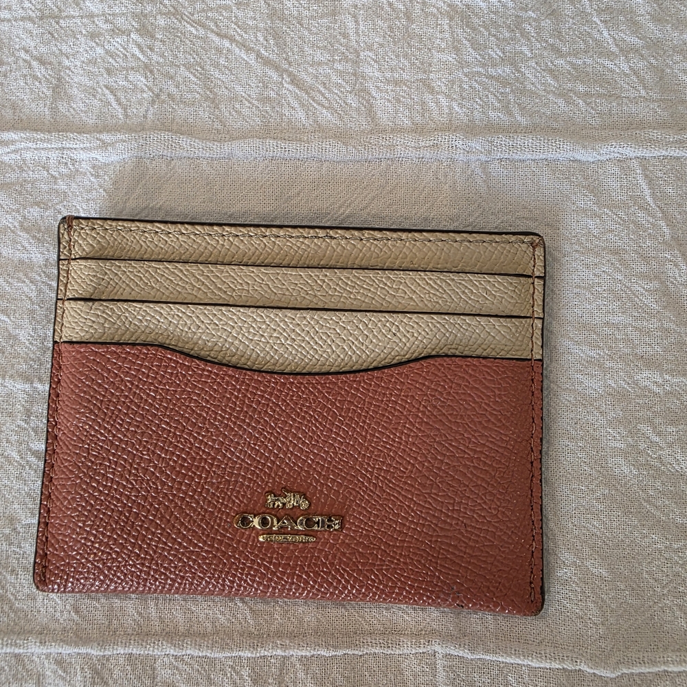 Coach Red and Tan Card Holder